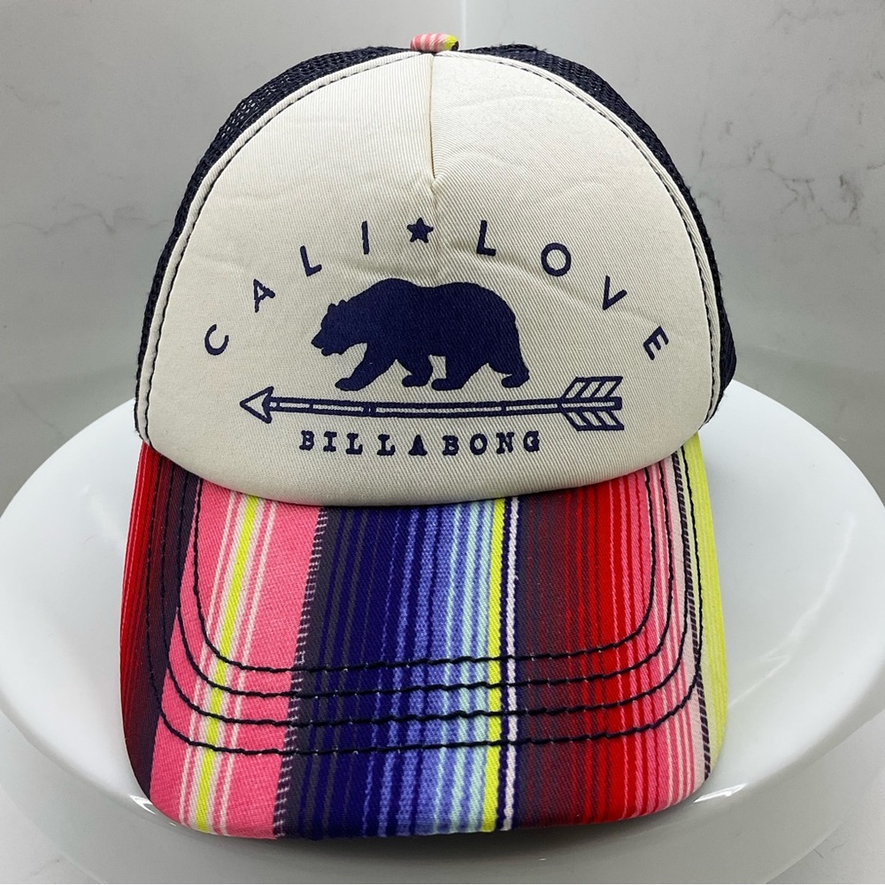 Billabong Cali-Love Multi Colored Striped Foam Snap Back Hat